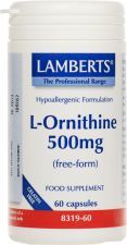 L-Ornithine 500 mg Free Form and Maximum Absorption 60 Capsules